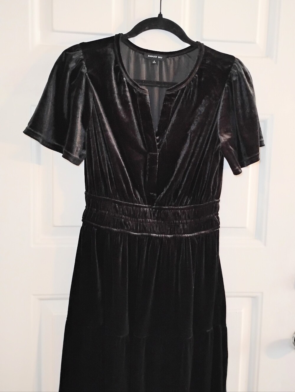 Anthropology Smock Black Velvet Whimsy Goth Tiered Maxi Dress Small Medium - Picture 2 of 7